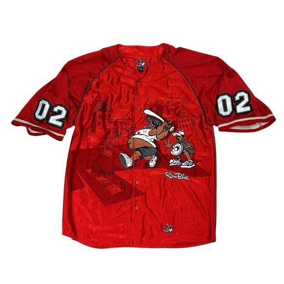 Vintage‎ Raw Blue Baseball Jersey Men's 3XL Y2K Hip Hop Streetwear 2000s Red - Picture 1 of 11